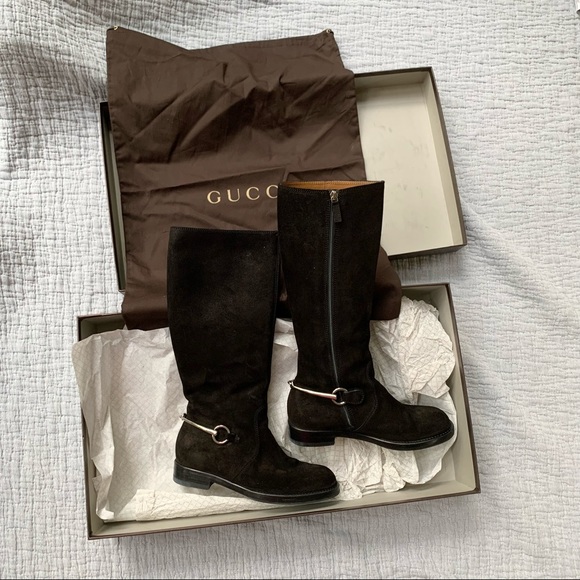 GUCCI Horsebit Accent Black Suede Riding Boots Excellent condition💝 - Picture 5 of 11
